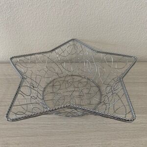 Decorative Star Wire Fruit Bowl Kitchen‎ Countertop Centerpiece Silver Tone